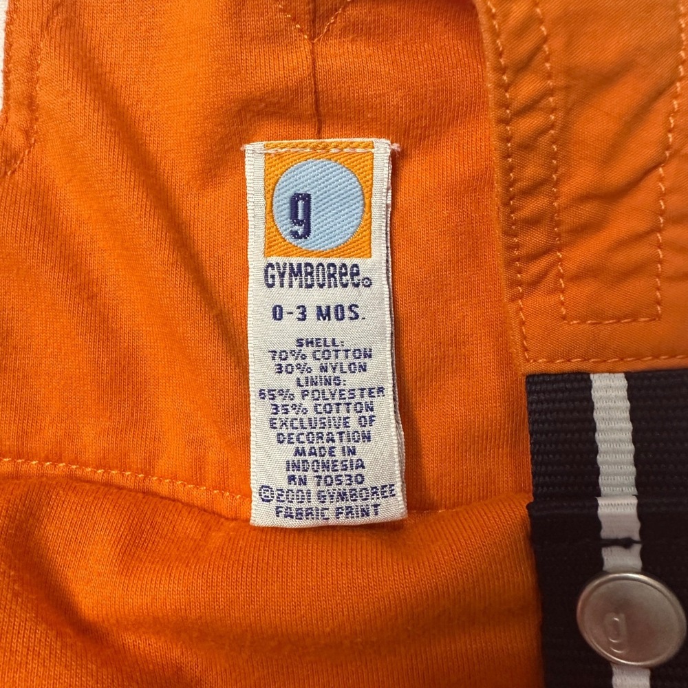 Gymboree‎ Vintage Y2K 2001 Overalls Surfs Up Orange Navy Cotton Blend 0-3 Months - Picture 7 of 10